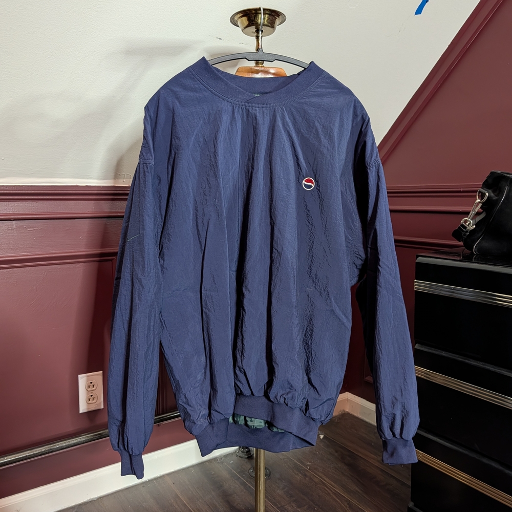 PEPSI Vintage Made USA Logo Embroidery Haley Elements Nylon Windbreaker XL Cola